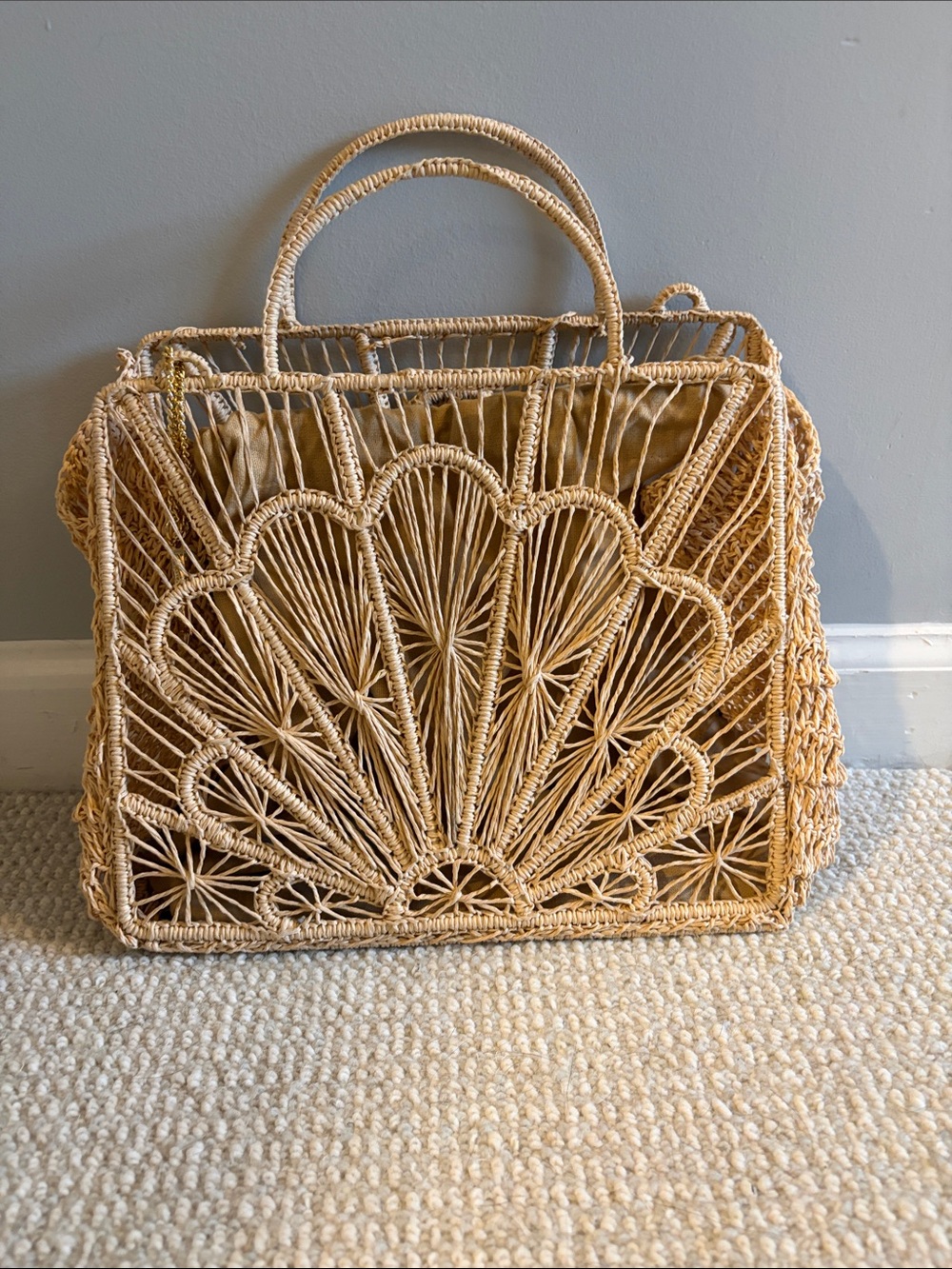 House of Harlow 1960 Natural Raffia Mini Tote - Beige